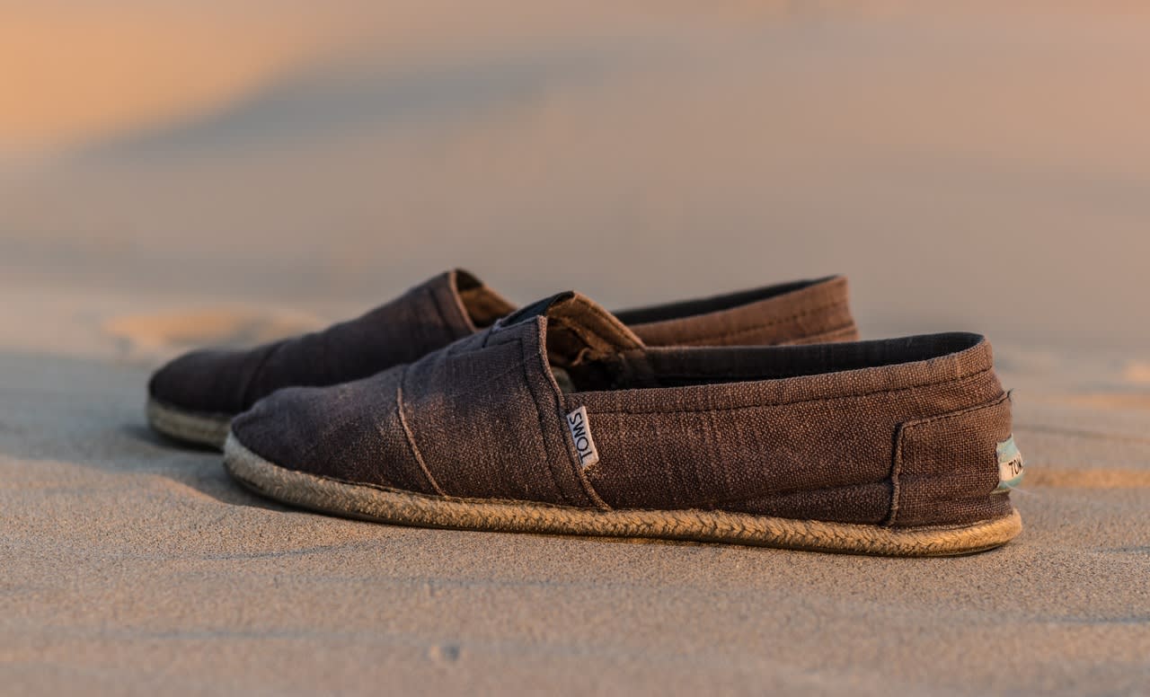 grey TOMS canvas shoes